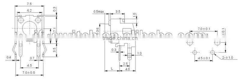 tactile mini tact switch ts-1102v-l