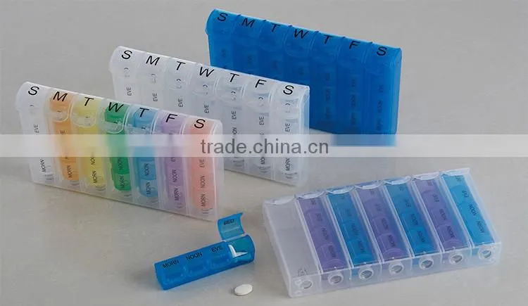 Children plastic portable round buckle up 7 day pill box