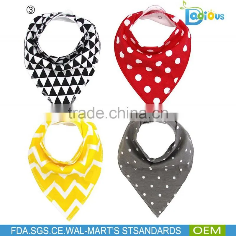 stylish white and black baby boys bibs 100% cotton baby bandana bibs
