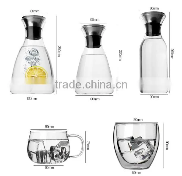 Glass Water Pitcher decanter with glass cup set