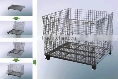 Warehouse storage collapsible wire mesh roll container