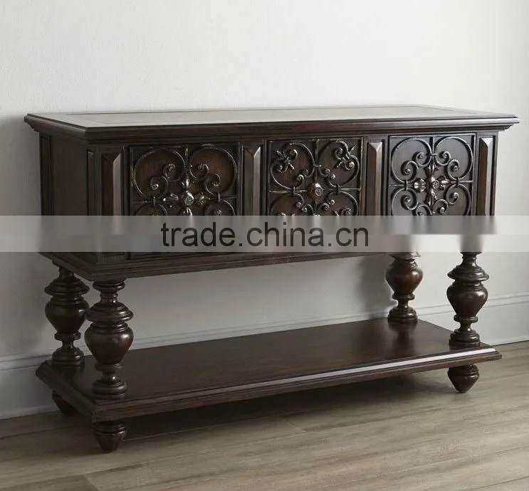 Classic luxury Spanish wooden antique finishing dining room sideboard/console table