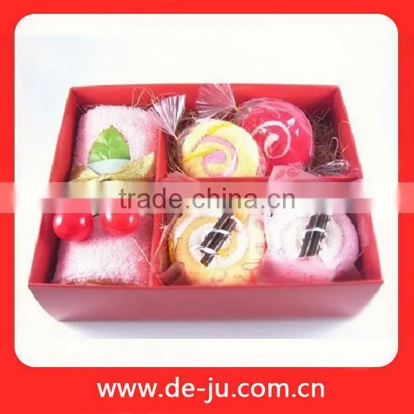 Small Basket Package Strawberry Ribbon Gift Cake Towels