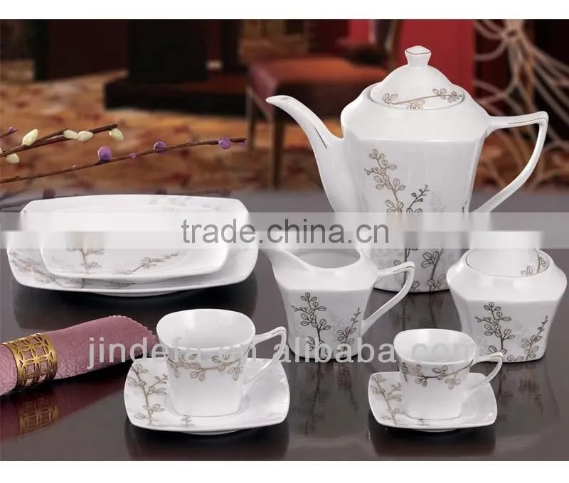 square porcelain tea set