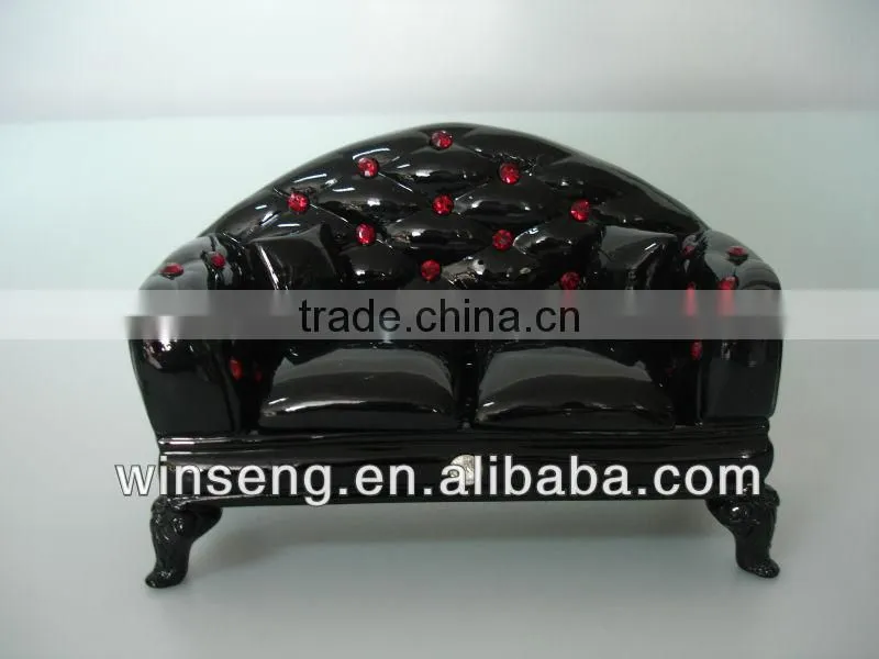 Wholesale Polyresin Decorative Sofa Jewelry Box with Swarovski Crystals