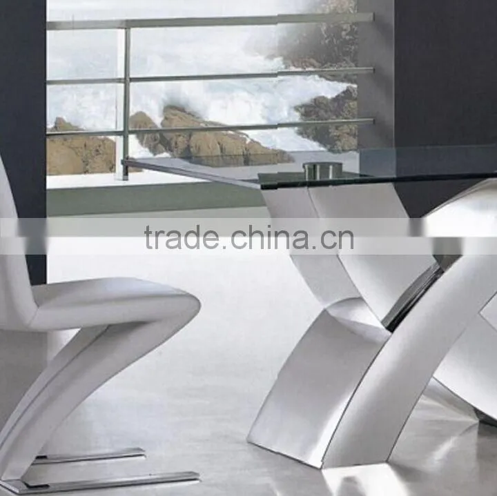 X01 X shape top heavy-duty stainless steel dining table base and chairs