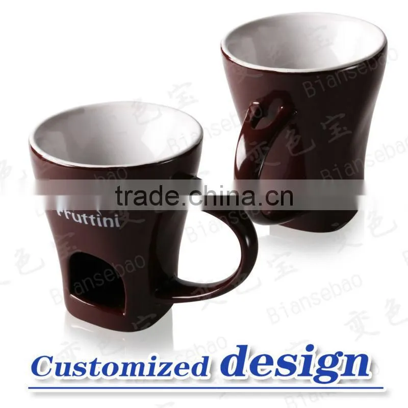 New Glazed Ceramic Mini Chocolate Fondue Set With Forks