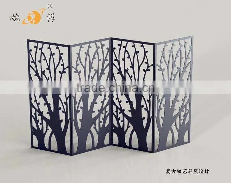 Retro Simple living room partition Carving creative metal screen