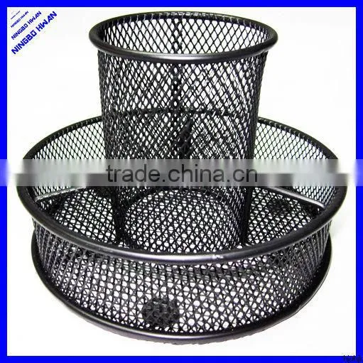 Office desktop round wire mesh stationery holder