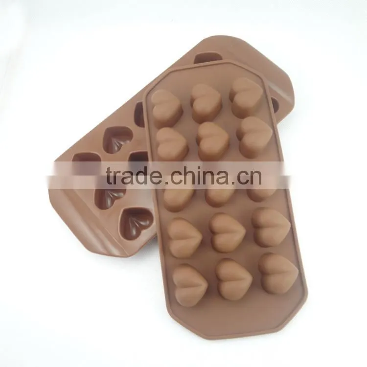 bpa free silicone rubber ice mold with 15 cavity love heart shape