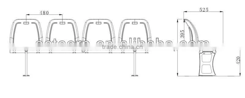 Hollow blow plastic stadium chair seats for steel grandstand