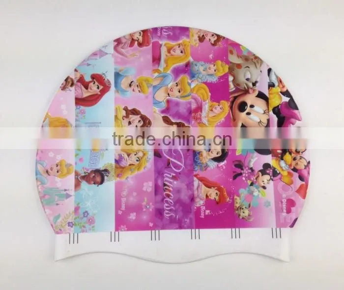 2016 full color print colorful silicone swimming cap