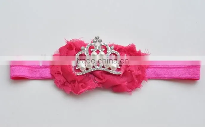 New Princess Elastic Crown flower Headband Pearls Tiara Baby Girl Headband