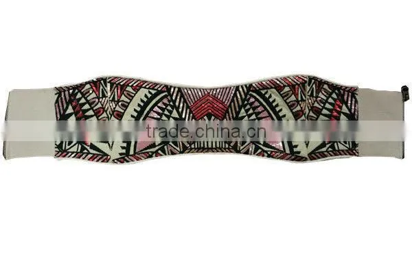 Customized ethnic colorful canvas belt with YKK zipper
