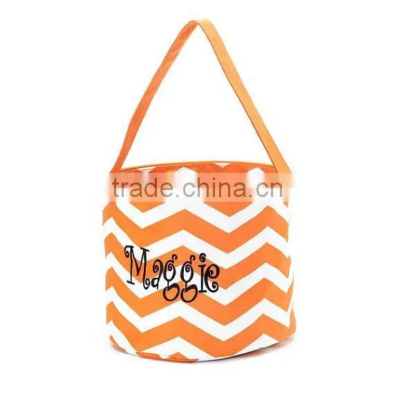 Newest personalized chevron monogrammed Halloween Bucket