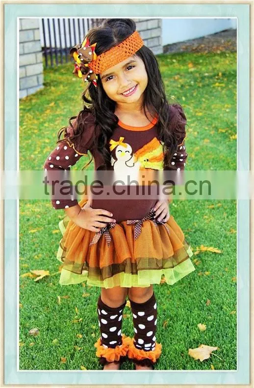 Custom Polka Dot Turkey Tutu Dress Turkey Fall Thanksgiving Boutique outfit Brown Polka Dot Ruffle Socks Stockings Baby Girl set