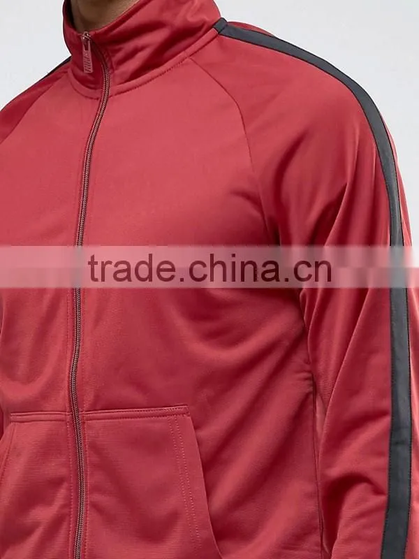 Red tracksuit sets for mens 100% polyester high collar sport tracksuit