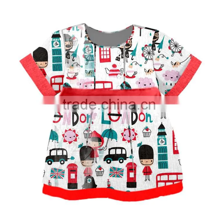 Yiwu wholesale beautiful color pattern specifically designed for the little girl cotton clothes