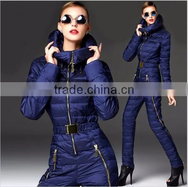 One Piece Down jumpsuits for lady Snow Wear Women's Down Coats Slim Bodysuit