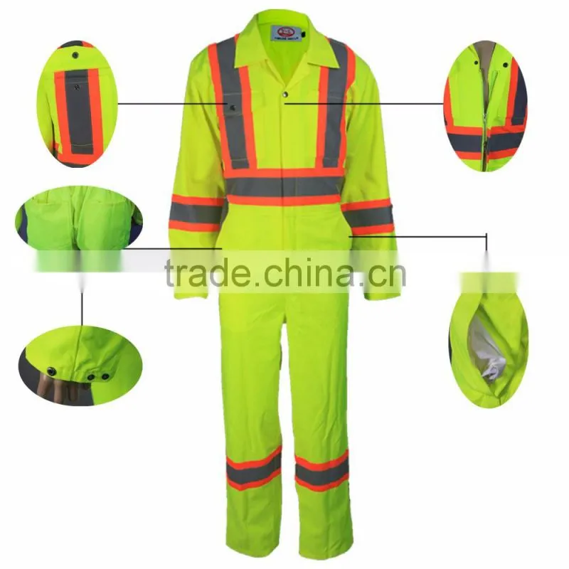 245gsm Hi Vis Reflective Cotton Material Long Sleeve Garments Used In Roadway