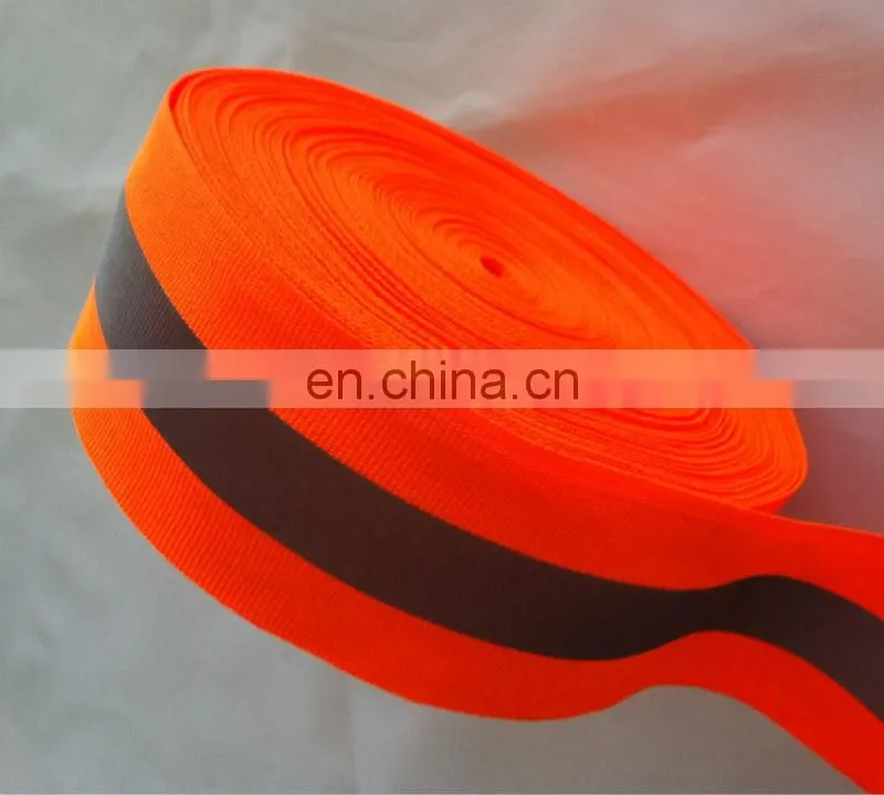 Hi vis Fabric Tape Fluorescent 8cm Black Nylon Ribbon For Safety Clothes