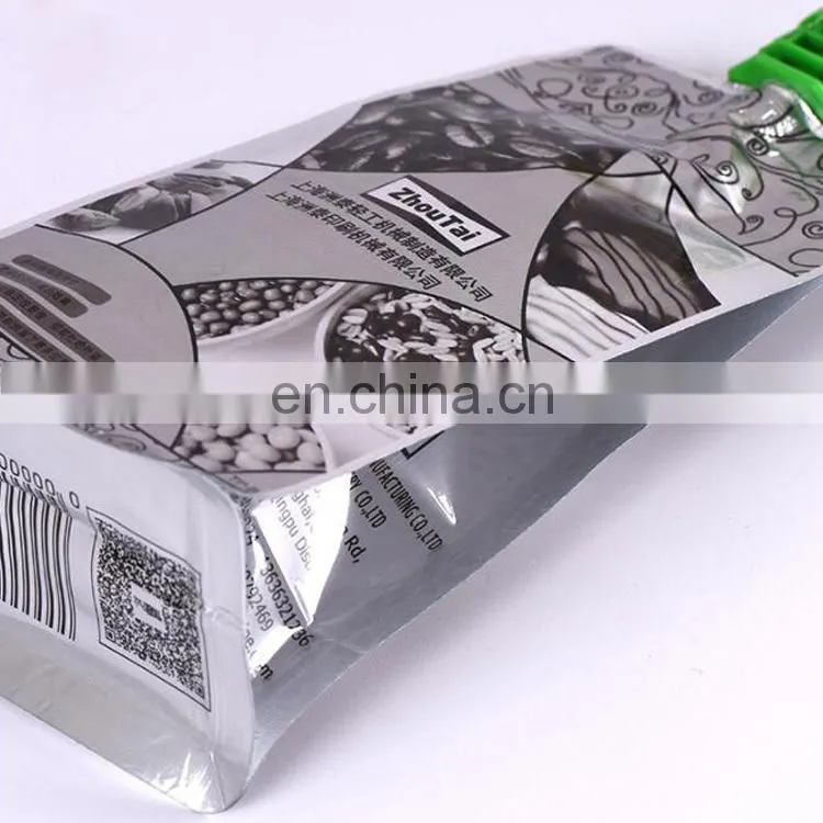 China wholesale custom Aluminum Foil Flat Bottom Stand up Pouch Bag With Spout For Vinegar