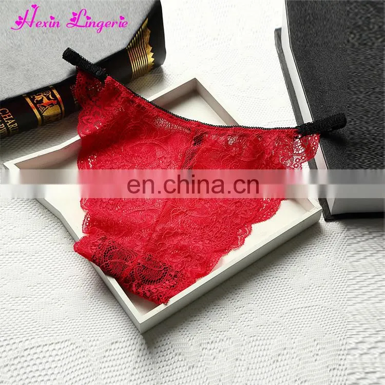 Hotsales Red Low Waist Hipster Sexy Lace V String Girl Panties Underwear