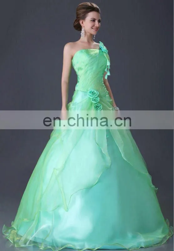 Grace Karin New Style One Shoulder Green Quinceanera Dresses CL2678