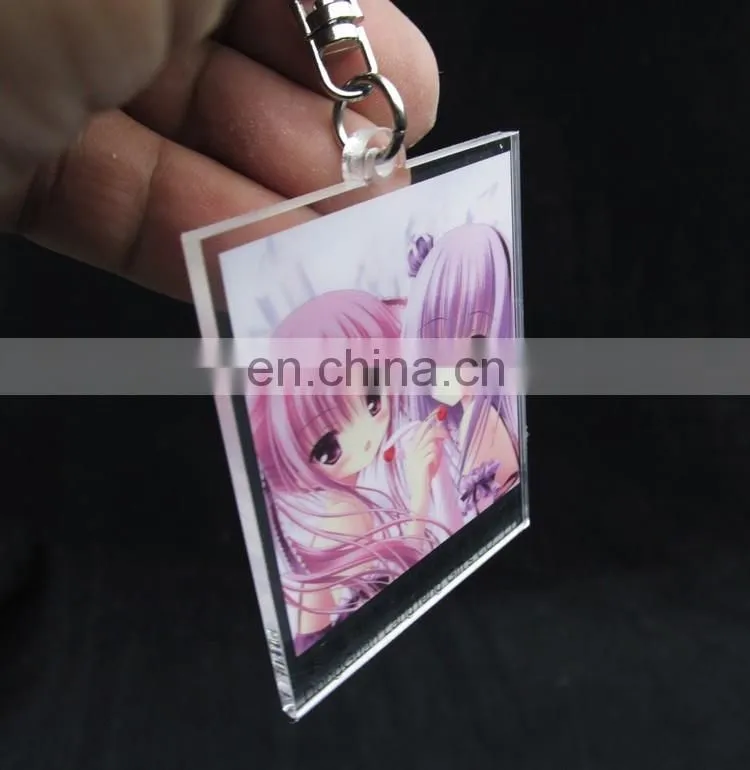 Made in China rectangle transperant acrylic keychain photo insert