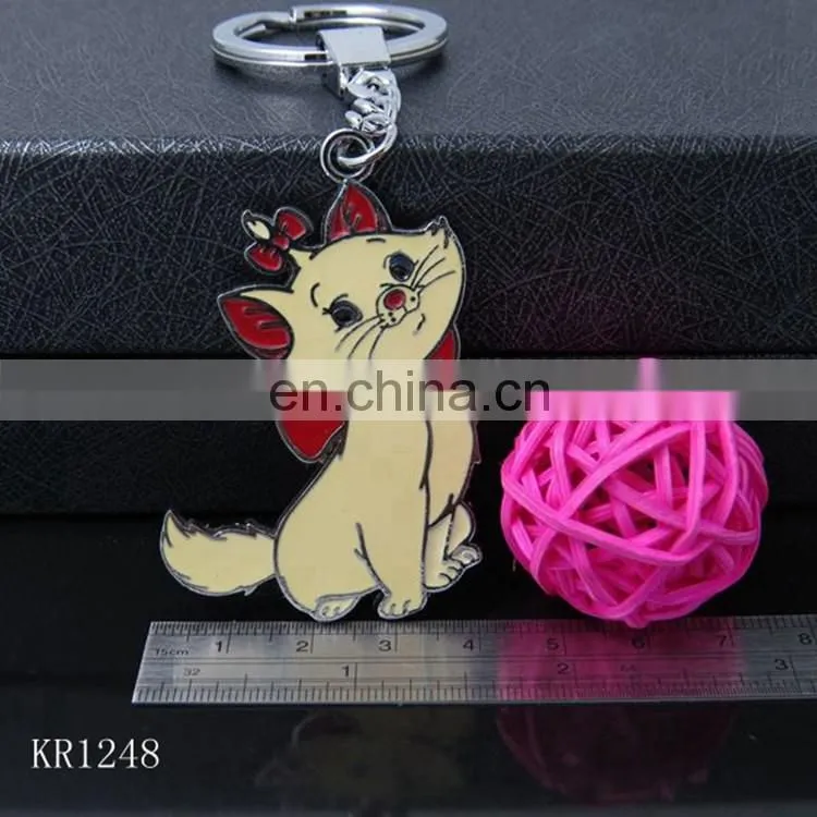 Custom Make Cute Cat Shaped Metal Keychain Key Ring Gifts