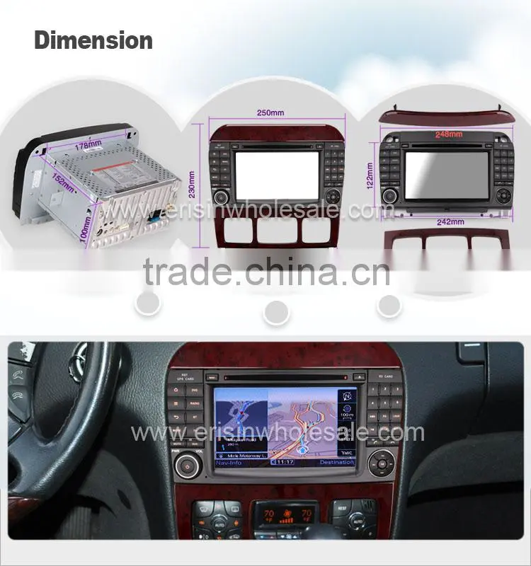Erisin ES2509S 2 Din 7 inch Touch Screen Car DVD Player GPS for W220