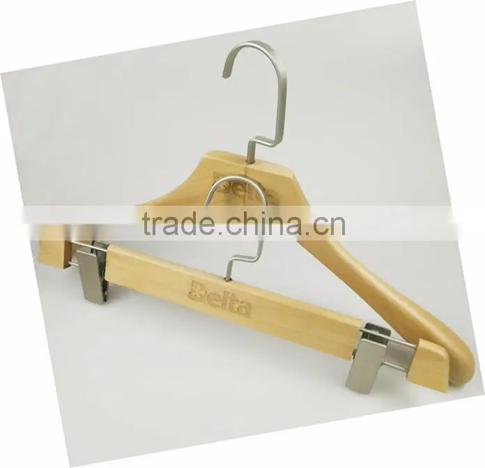 CY-657 Luxury custom logo natural wooden hanger wooden cloth hanger with rack