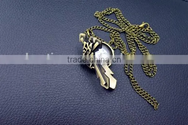 bronze lovely vintage key design quartz necklace watch watch key of love necklace watch