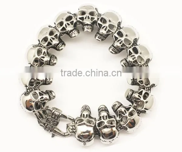 mens vintage metal skull bracelet