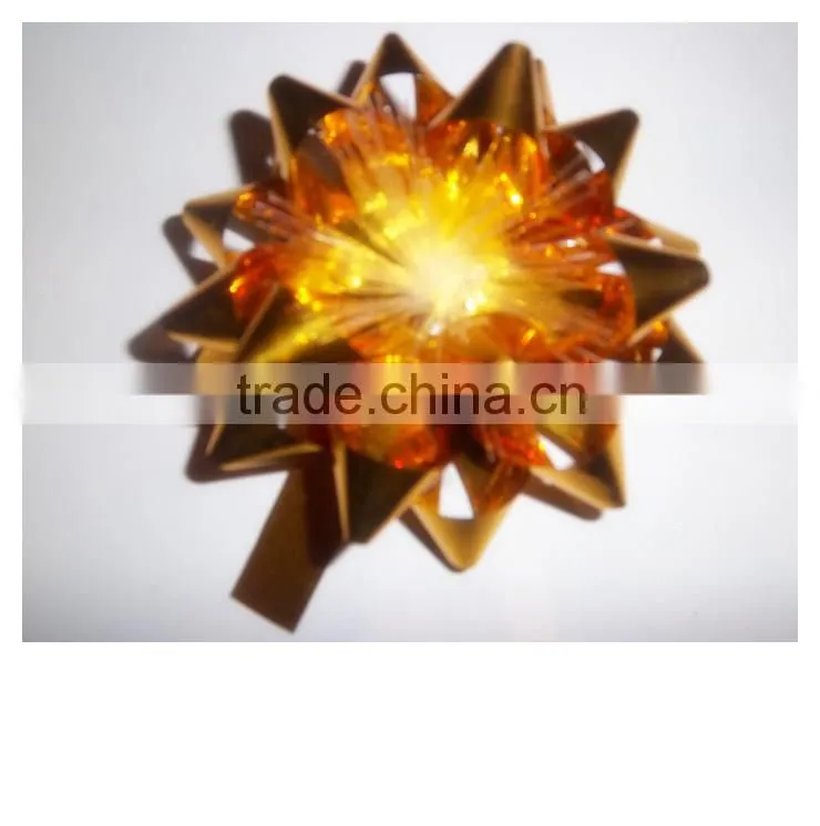 3.75" LED star ribbon bow Optical Fiber Gift Lighting Up Star Bows, Christmas Tree Decorative LED Bow, LED Ribbon Bow