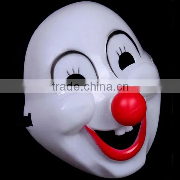 In stock cheap Halloween Cute plastic Clown mask PVC party Masks with red rose