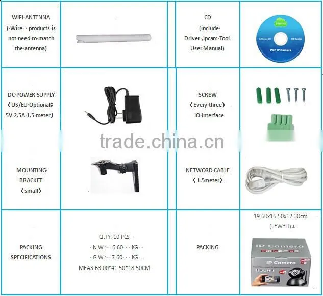 New arrival P2P IP wifi camera without wire NIP-009BHE in stock
