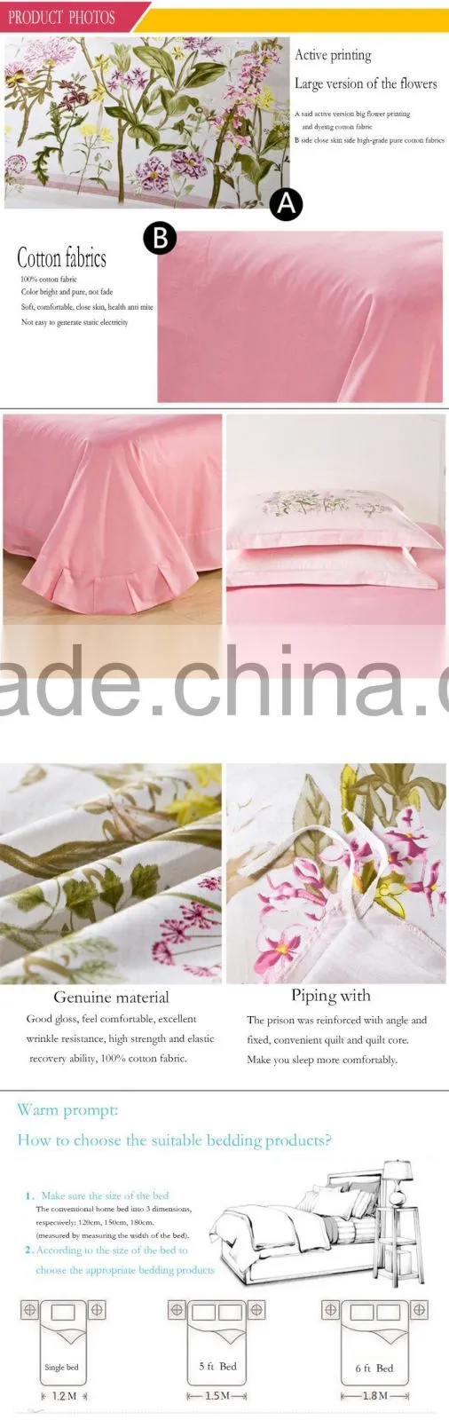 Reactive printting 100 % cotton smooth bedding set