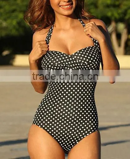 the nice of vintage polka dot one piece swimwear