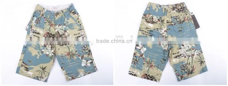 Mens cheap 100%cotton summer stocklot apparel printed shorts