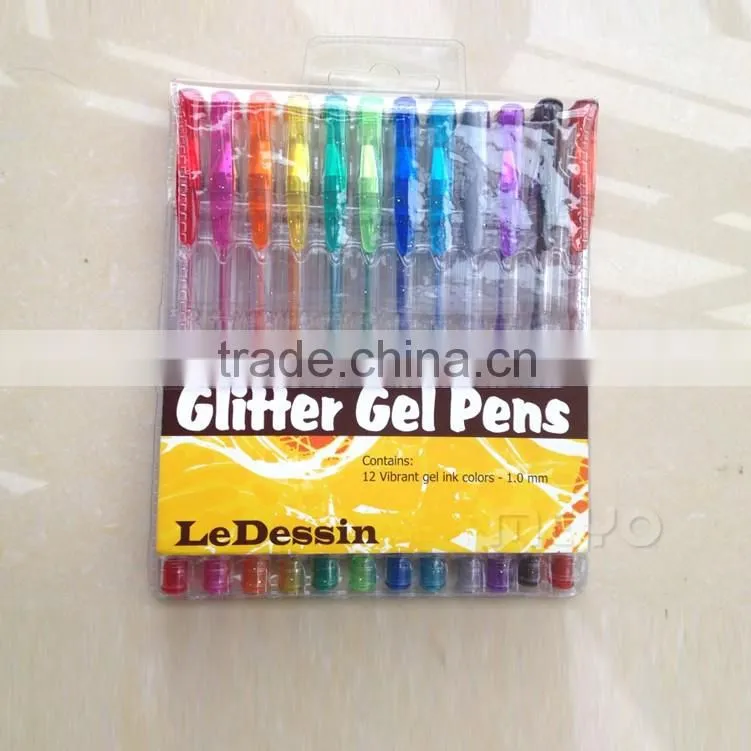 Rainbow color gel pen glitter logo ink pen pack