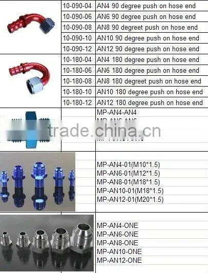 Aluminum oil cooler fitting 90 degree resuable hose end fuel line hose end fitting adaptor cutter shape blue and red 40-090-10