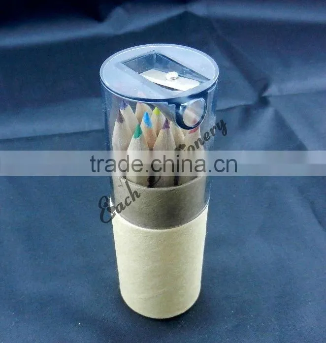 2012 Hot Sales half size natural wooden color Pencil in Kraft paper tube set