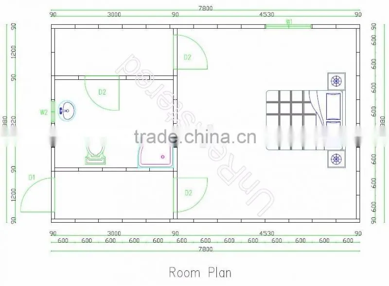 Durable One Bedroom Prefabricated Family Residential Living House Design Plan