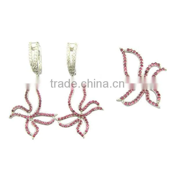 Newest Design Shining Red Corundum Jewelry Set