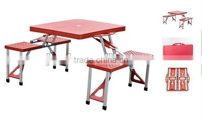 Outdoor folding ABS plastic picnic table--red