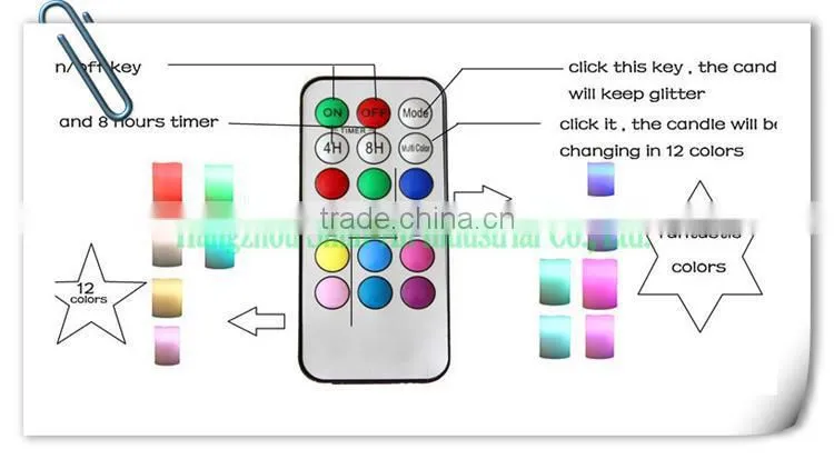 12 colors changing LED flameless taper candles