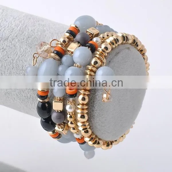 2016 new designs simple alone large faceted glass women bracelet