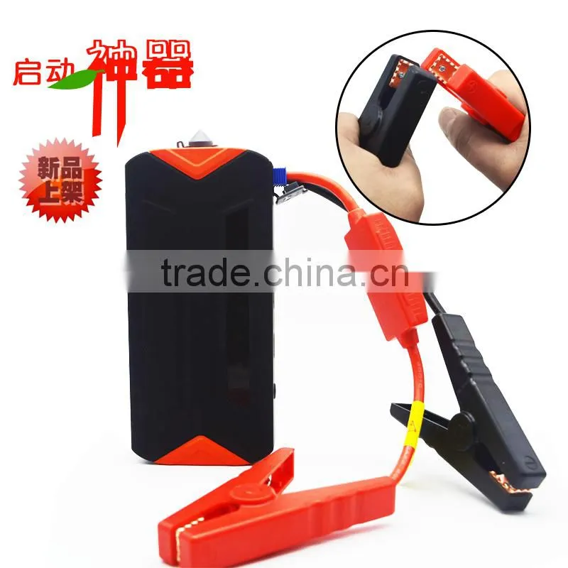 Factory price 12000mAh for gasoline and diesel cars lithium Car Jump Starter With safety hammer