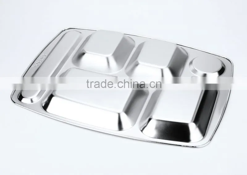 home utensils china 304 stainless steel square compartment dinner plates
